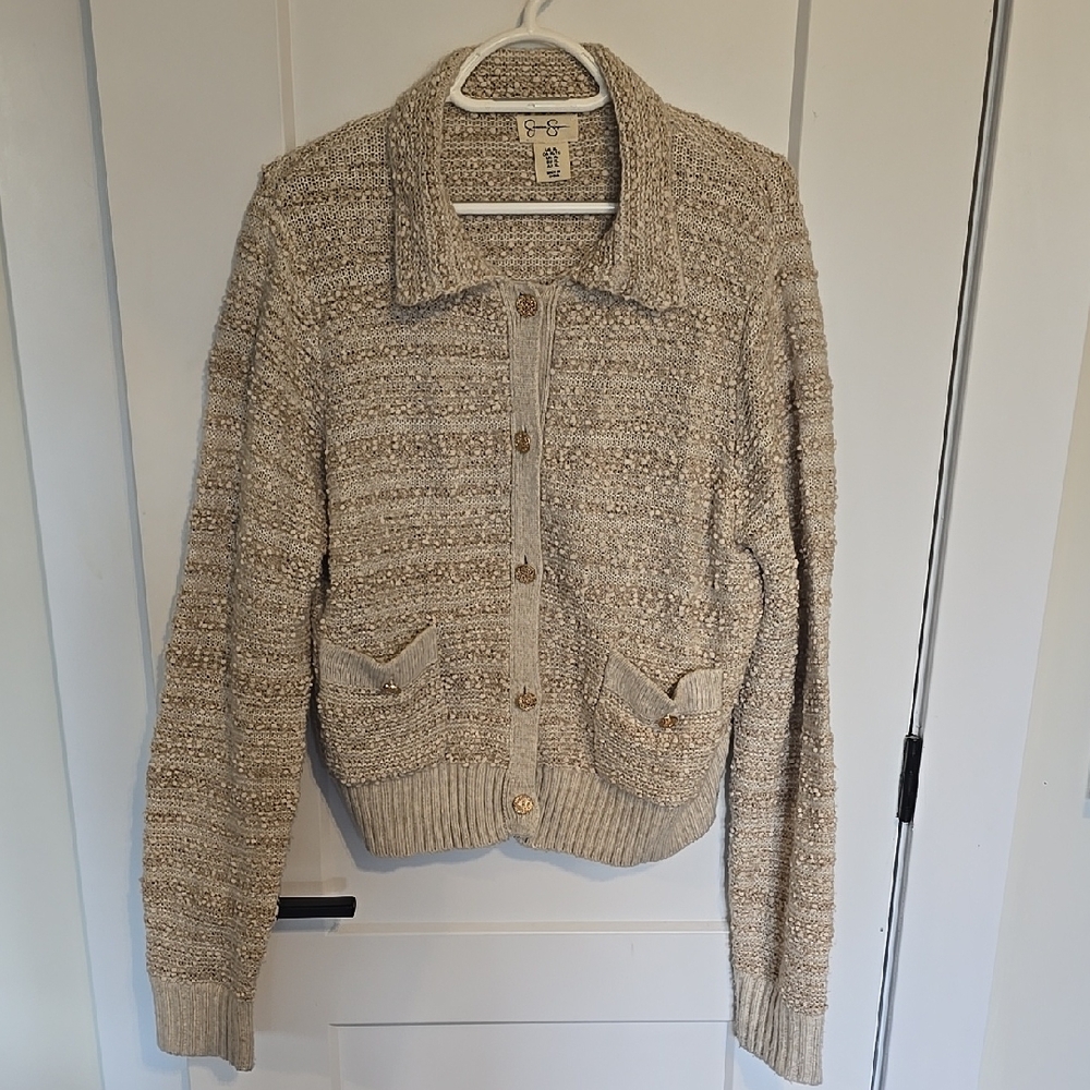 Jessica Simpson Cream Textured Knit Cardigan